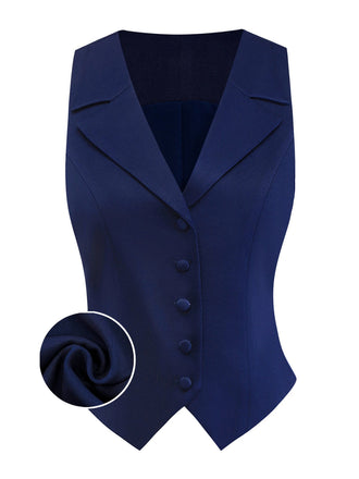 [Prévente] Gilet bleu foncé col cranté boutons années 1950