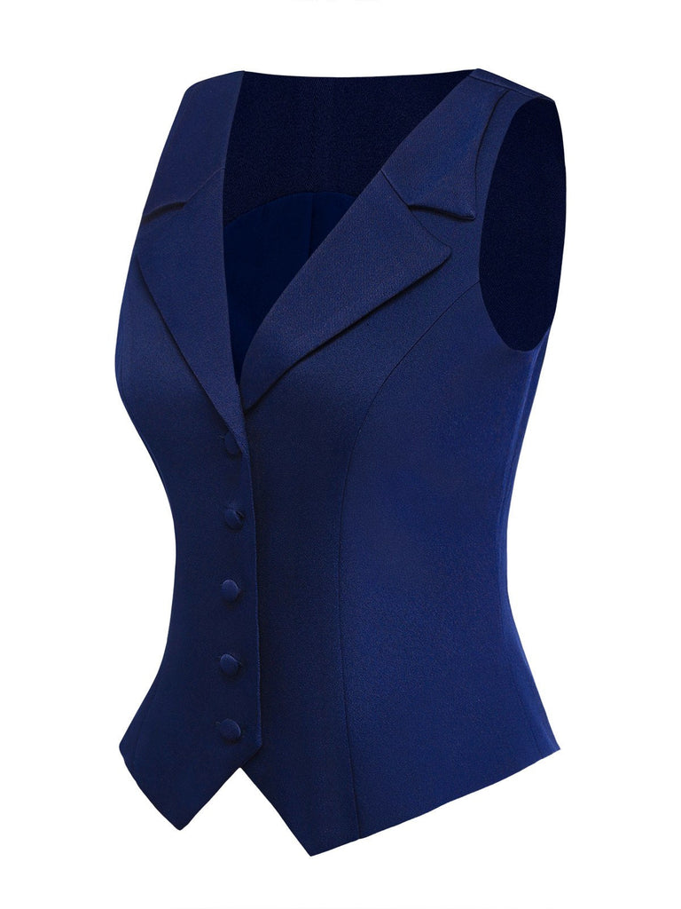 [Prévente] Gilet bleu foncé col cranté boutons années 1950