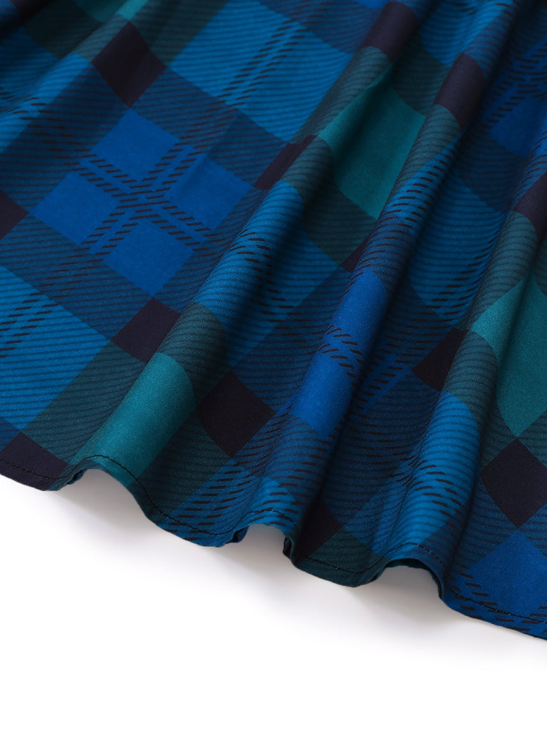 [Prévente] 2PCS gilet revers bleu foncé style et robe carreaux années 50