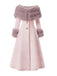 Manteau à col en fourrure multicouche crème années 1950