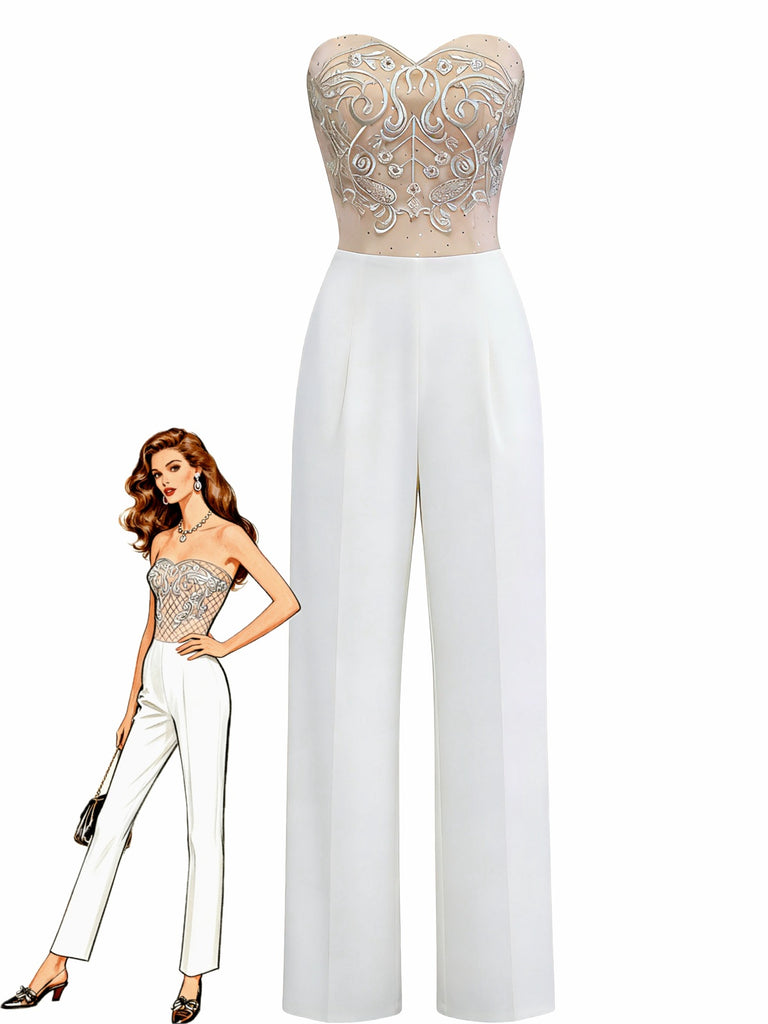 Combinaison bustier brodée années 1960