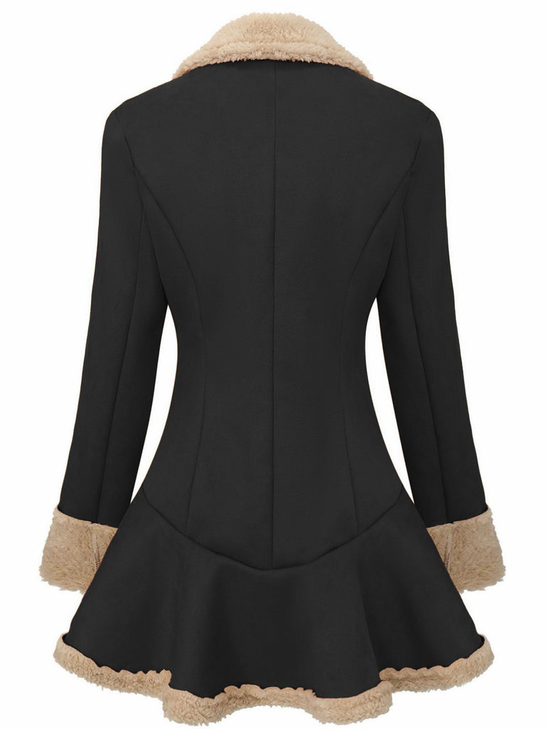 Veste en daim vintage à revers et ourlet évasé années 1970