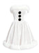 Robe bustier blanche en velours et peluche style bonhomme de neige nnées 1960