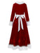 Ensemble robe en velours rouge pour Mme Claus des années 1930