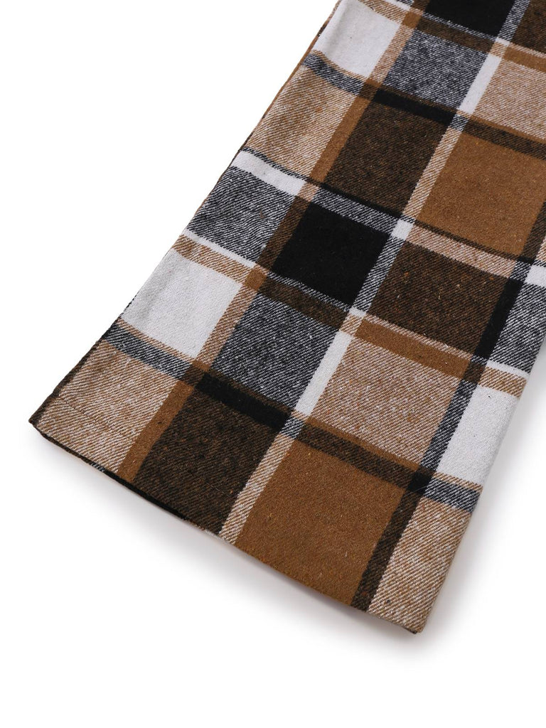 2PCS Gilet sans manches et pantalon à carreaux en fausse laine kaki des années 1950