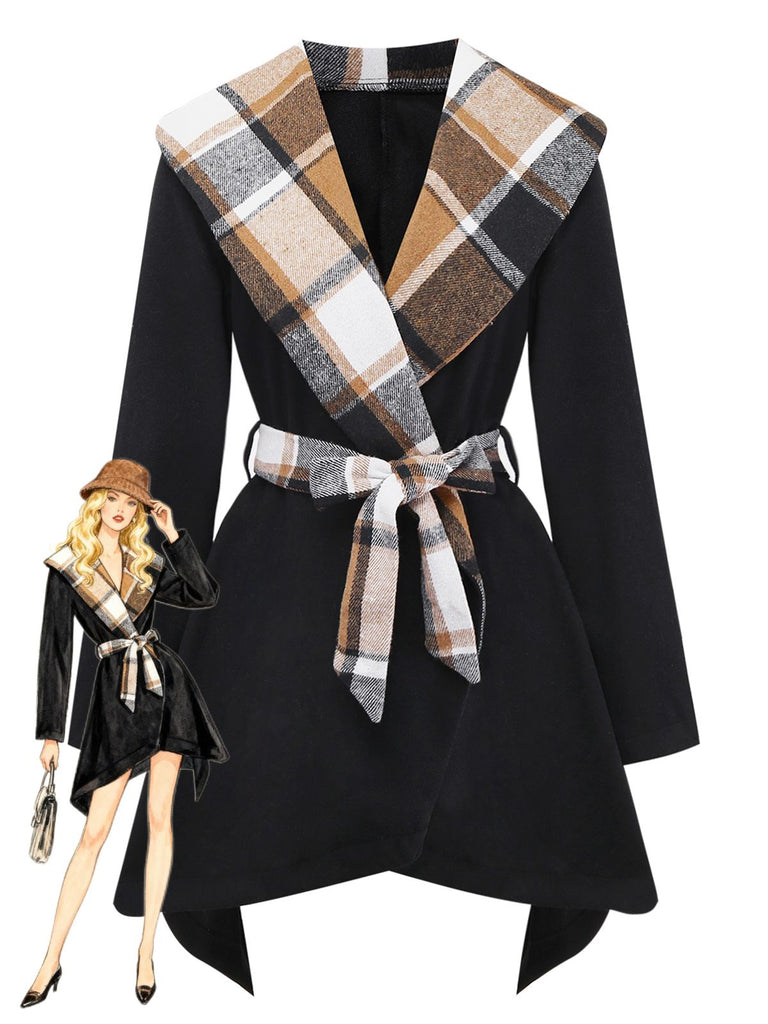 Veste en fausse laine carreaux noirs années 1960