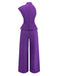 Combinaison violette col montant manches asymétriques des années 80