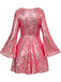 Robe disco à sequins col en V et manches évasées années 70