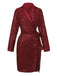 Veste longue pailleté col revers à nouer ceinturée années 1960