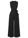 Combinaison noire à nœud et perles avec ceinture années 1950