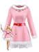 Ensemble robe rose à bordure peluche elfe de Noël années 1950
