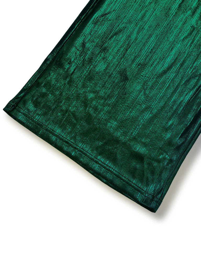 Combinaison vert foncé métallisée col en V manches lanternes années 1930