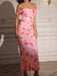 Robe Bodycon Épaules Dénudées Fleurs Maille Ruchée Années 80