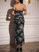 Robe Bodycon Épaules Dénudées Fleurs Maille Ruchée Années 80