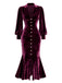 Robe sirène en velours vert ornée de perles manches lanternes années 1930