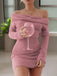 Robe à épaules dénudées manches longues en mohair des années 1980