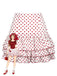 Mini-jupe rouge à pois rose 3D ourlet à volants des années 60