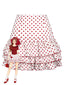 Mini-jupe rouge à pois rose 3D ourlet à volants des années 60