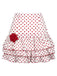 Mini-jupe rouge à pois rose 3D ourlet à volants des années 60