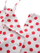 Robe Rouge Pois Col Carré Bretelles Larges Années 50