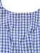 Robe empire bleue à carreaux vichy bretelles nouées sur les épaules années 1960