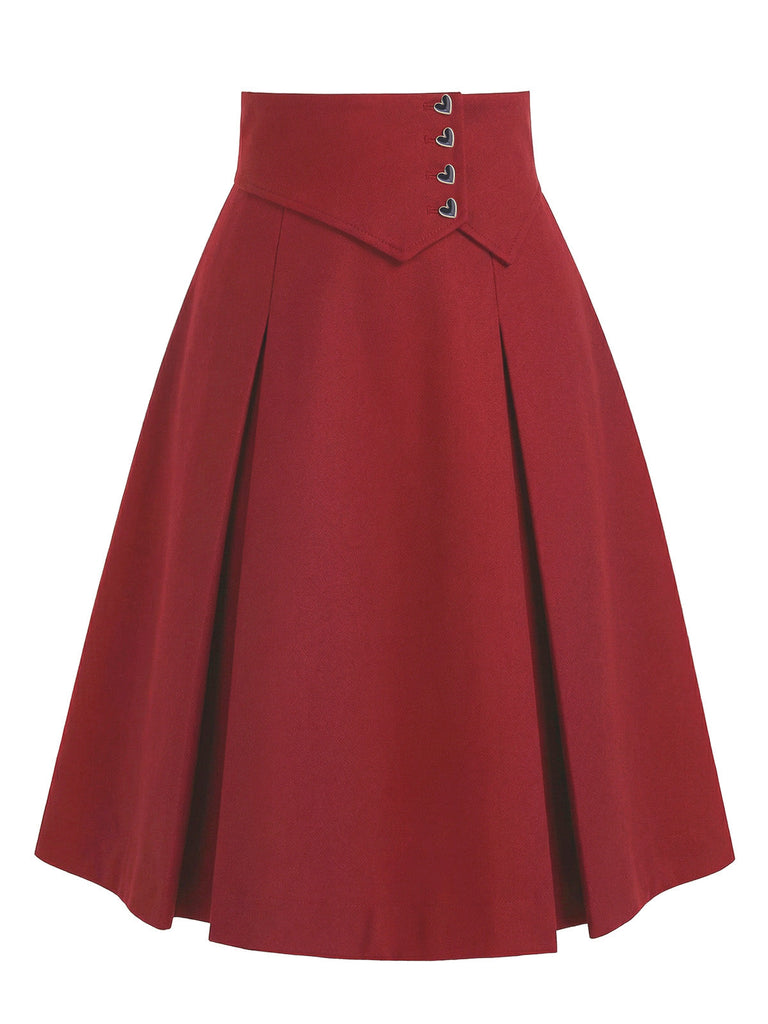 [Prévente] 2PCS Chemisier col lavallière et jupe boutons en forme de cœur années 1960