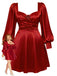 [Prévente][Grande Taille] Robe bordeaux en satin uni motif rose 3D années 1960