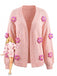 Gilet en maille manches longues motif marguerite 3D années 1930