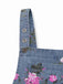 Combishort Bleue Jean Fleurs Bretelles Larges Années 1960