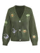 Gilet tricoté à manches lanternes brodées soleil et lune des années 1980