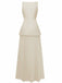 2PCS Ensemble Haut Tricoté et Jupe Maxi Plissée Années 1930