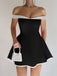Robe Mini Solide Épaule Dénudée Ajustée Années 1960