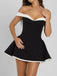 Robe Mini Solide Épaule Dénudée Ajustée Années 1960