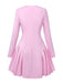 Robe Uni Plissée Manches Longues Col CœurAnnée 1950