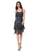 Robe nuisette bleu-gris à sequins et pompons ornée de perles années 1920