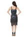 Robe nuisette bleu-gris à sequins et pompons ornée de perles années 1920