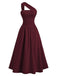 Robe cache-cœur asymétrique épaule et froncée la taille années 1930