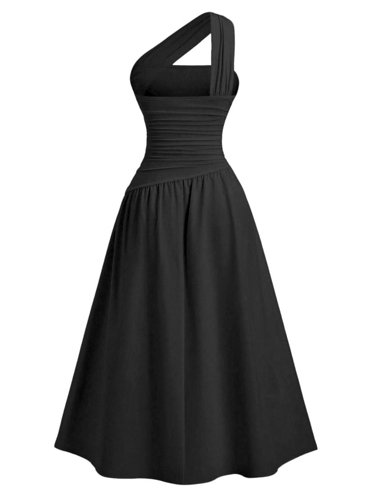 Robe cache-cœur asymétrique épaule et froncée la taille 1930s