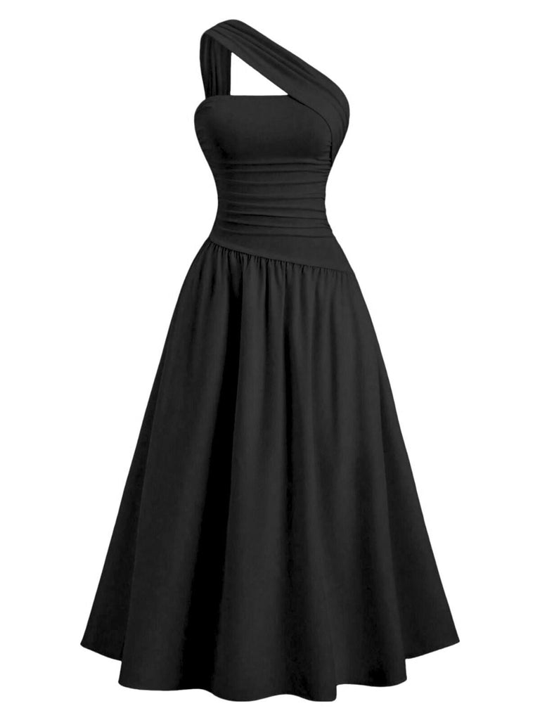Robe cache-cœur asymétrique épaule et froncée la taille 1930s