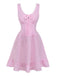 Rose Nœud Dentelle Vichy à Lacets Robe Années 1960 2