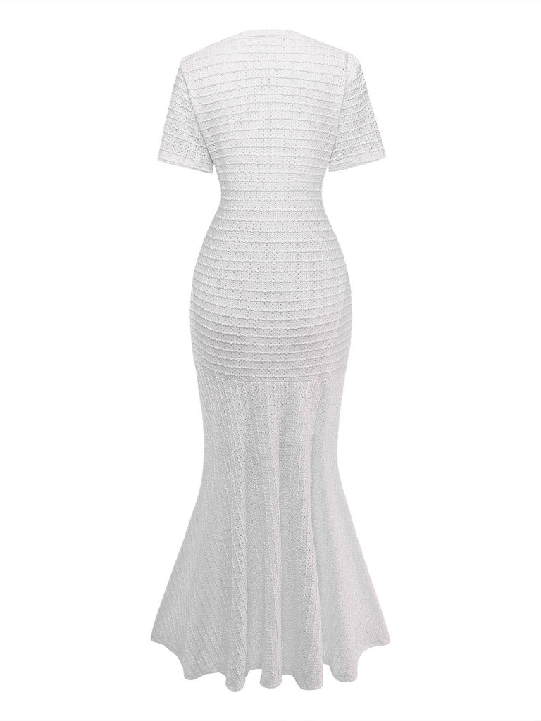 Ajouré à Carreaux Robe Sirène Années 1930 9