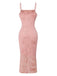 Rose Jacquard Satin Halter Moulante Robe Années 1960 3