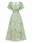 Robe Verte mousseline à manches papillon années 1930