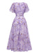 Robe jaune mousseline à manches papillon années 1930