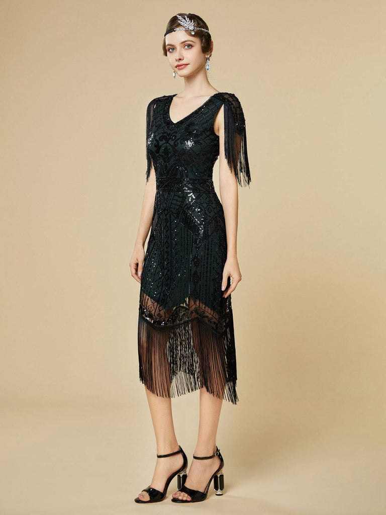 Robe Charleston à franges et sequins années 1920
