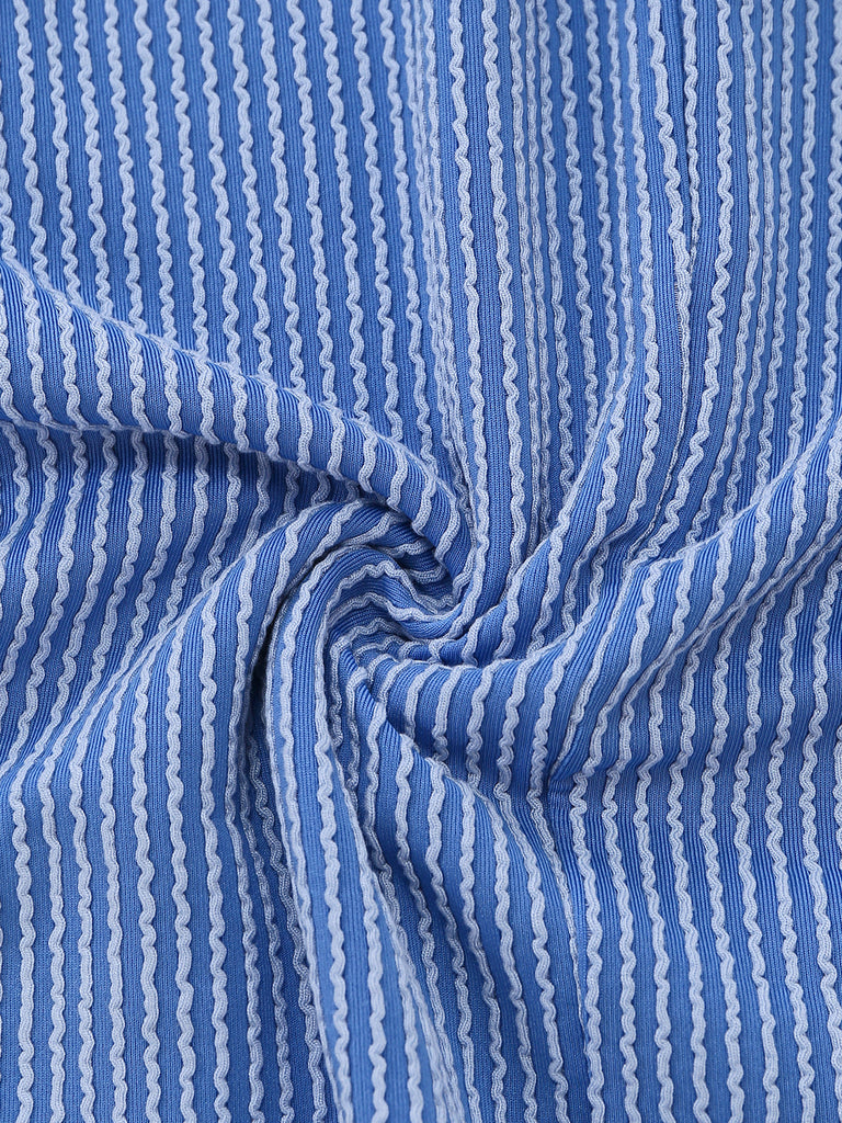 Combishort à Rayures à Poches avec Bretelles à Lacets Années '60 7