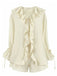 2PCS Beige Volant à Lacets Cardigan & Short Set Années 1940 2