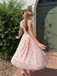 Robe Swing Manches Bouffantes Fleurs Bleu Années 1950