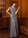 Robe grise à sequins en tulle manches courtes col rond années 1920