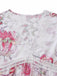 Rose Floral Découpé Imprimé Col V Dentelle Robe Années 1960 4